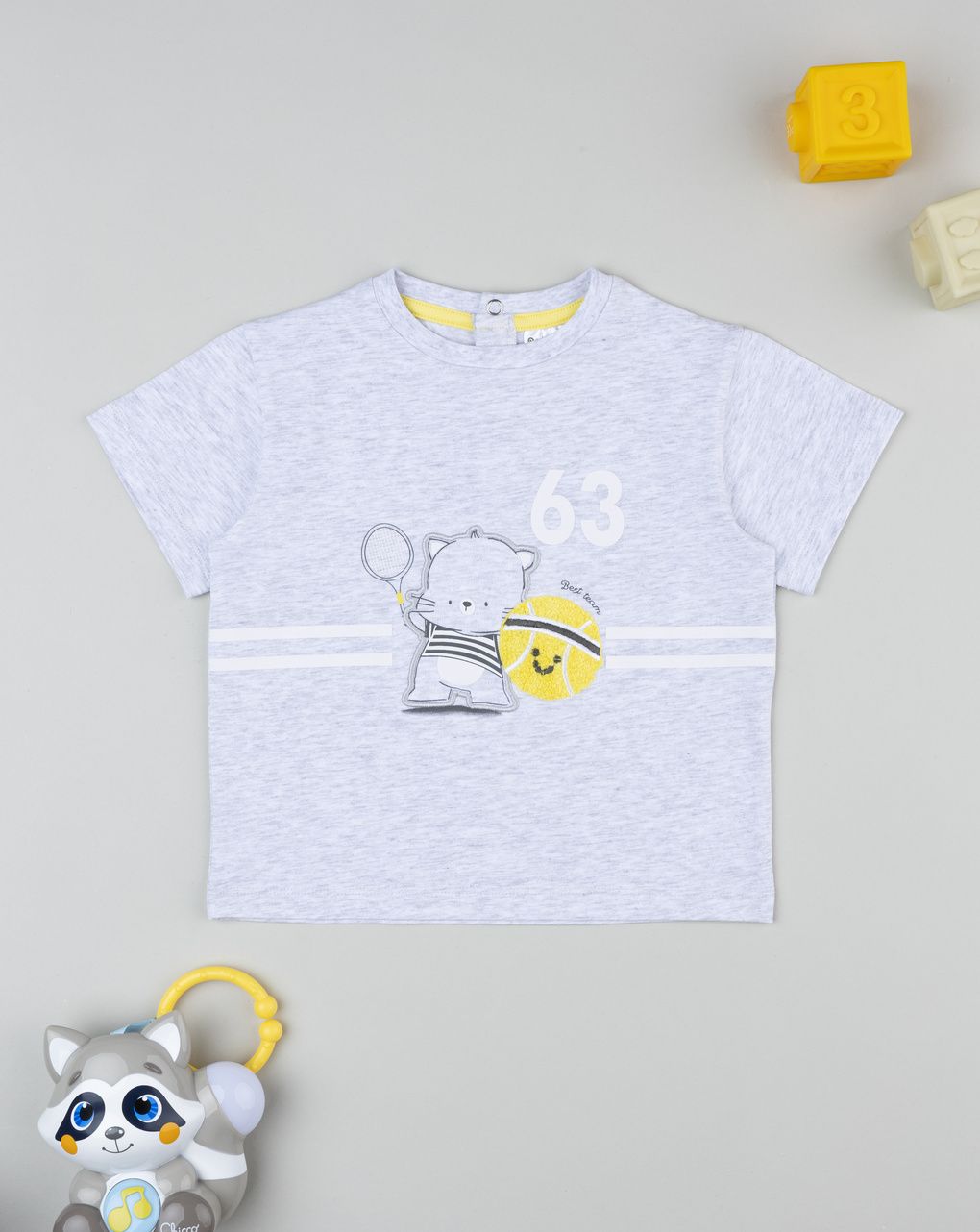T-shirt bimbo grigia orsetto