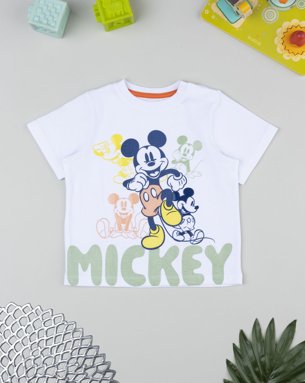 T-shirt bimbo bianca mickey mouse
