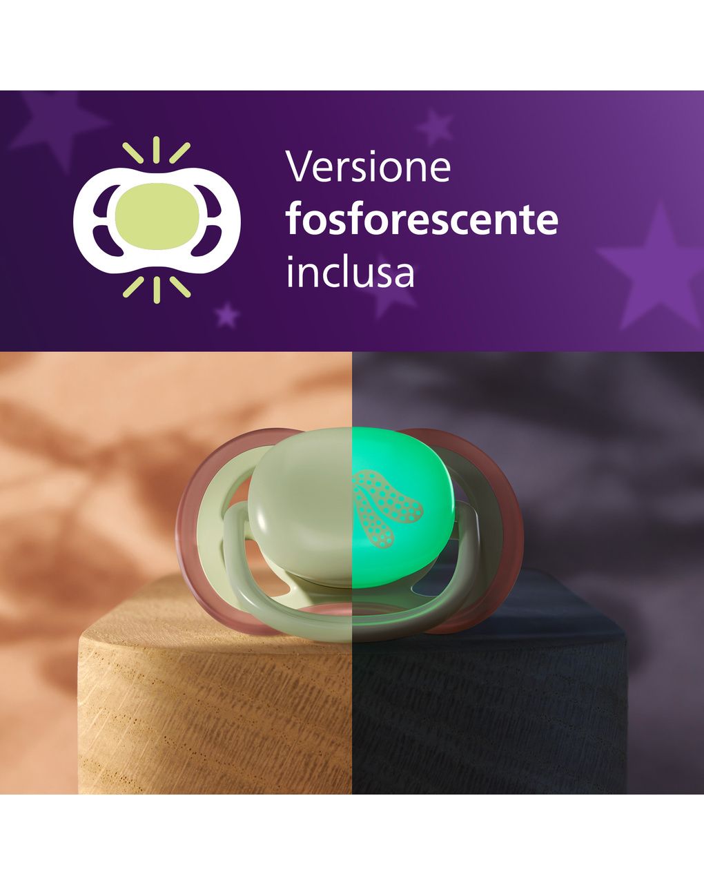 Succhietti ultra air day&night 6-18m pastello verde e foglia, a base vegetale - set da 2 ciucci - philips avent