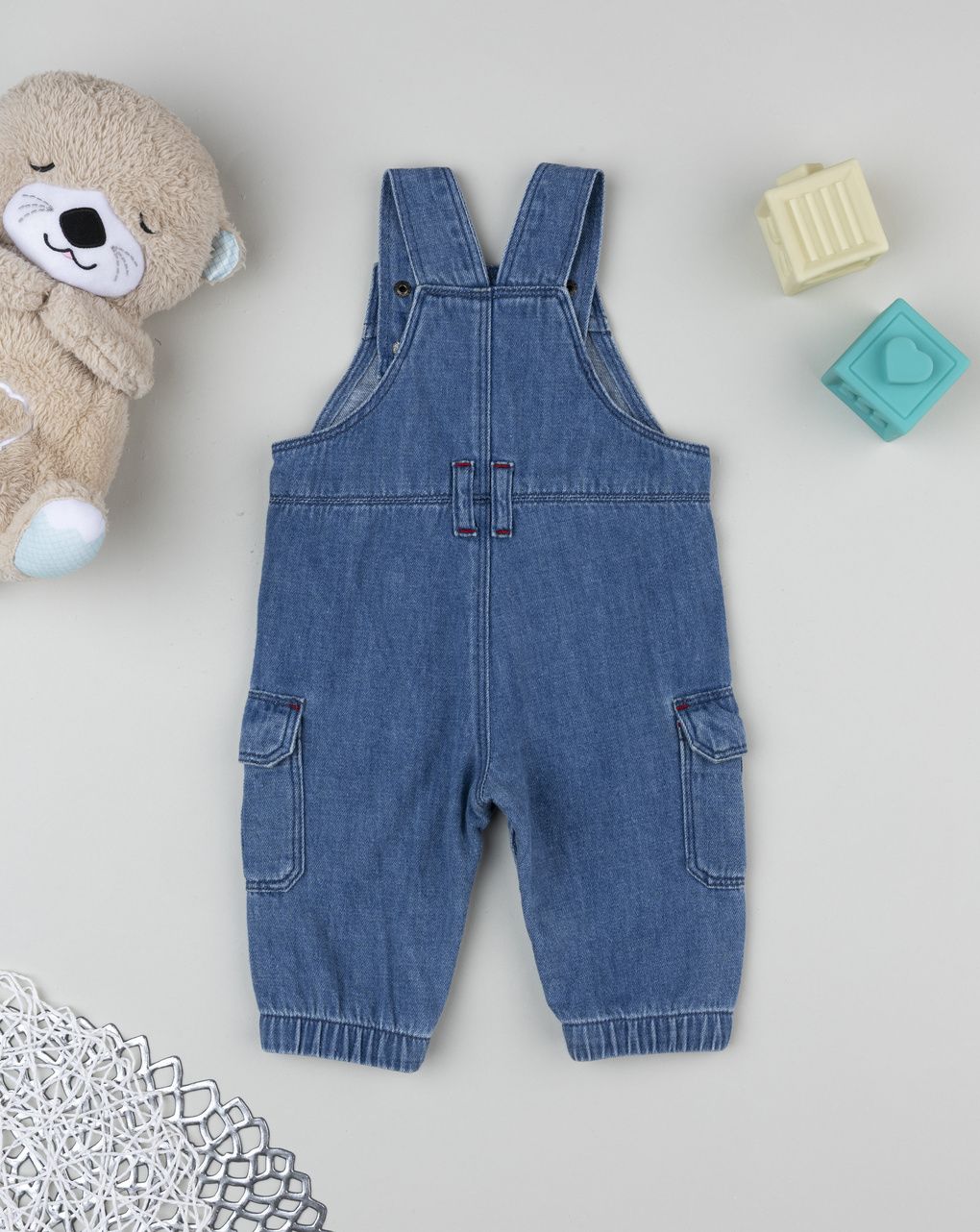 Salopette denim neonato leoncino