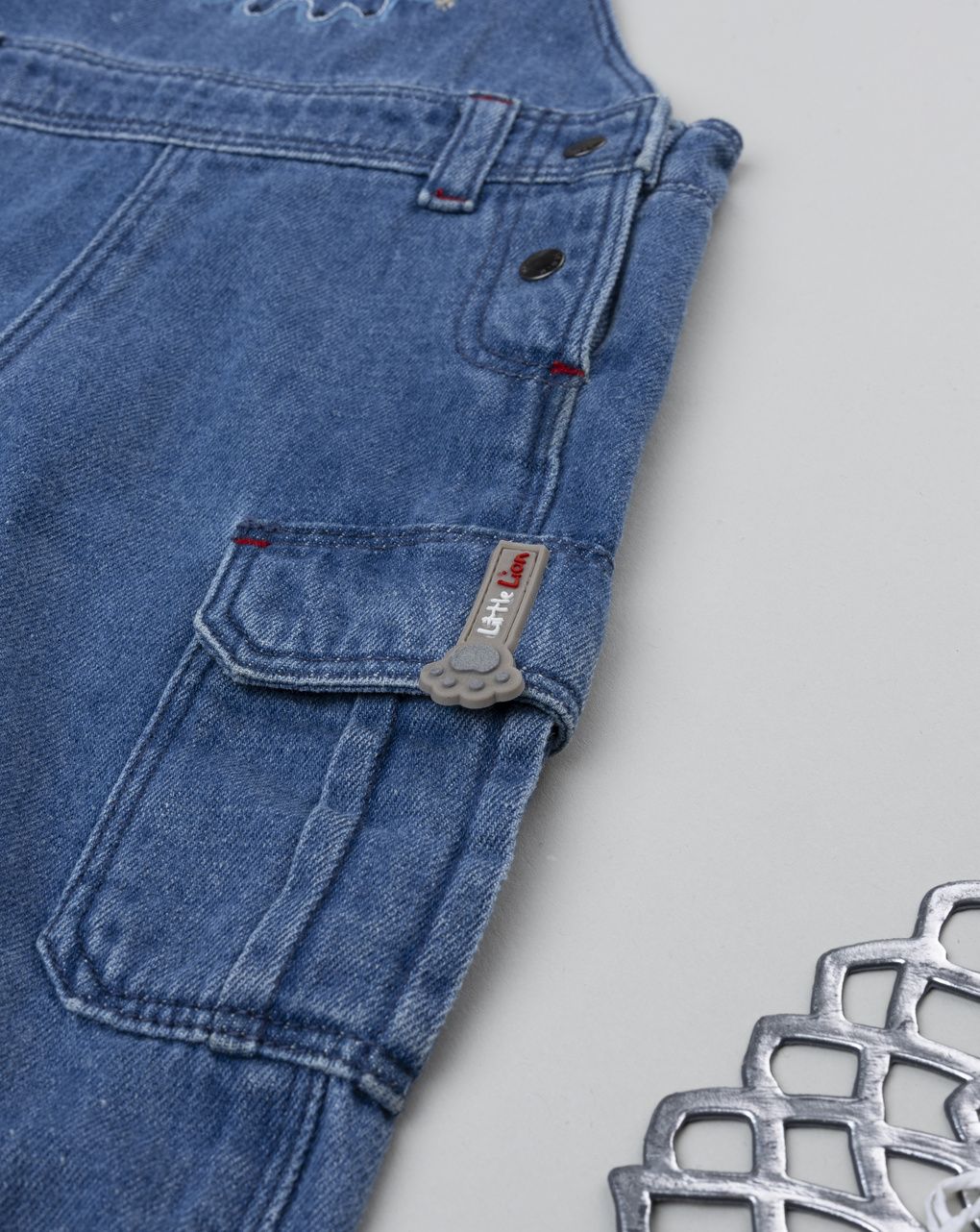 Salopette denim neonato leoncino