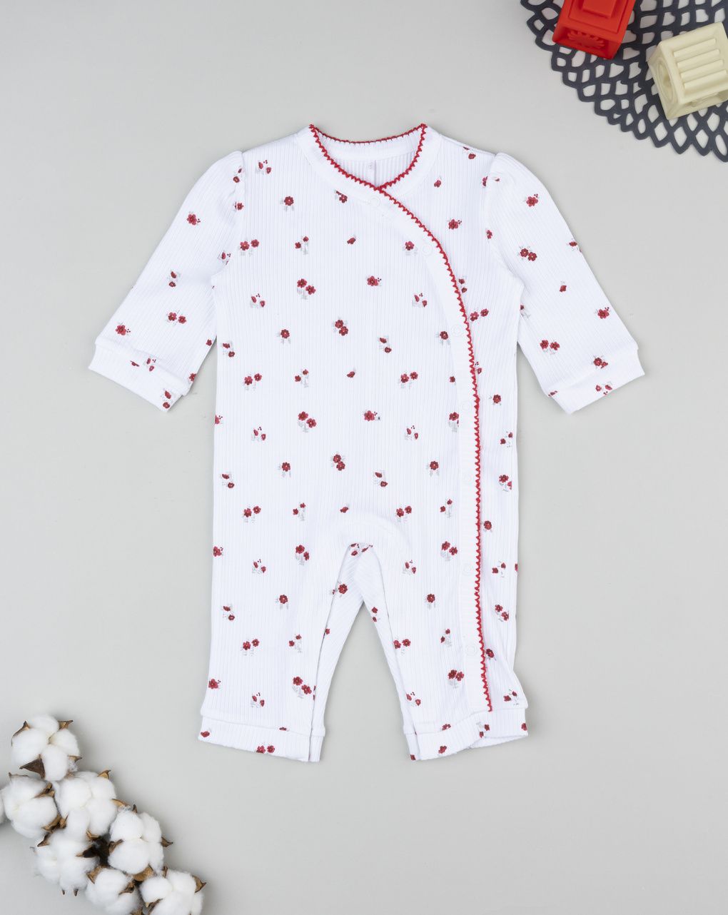 Tutina neonata a costine fiori