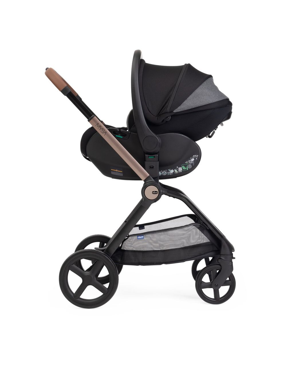 Trio mysa black satin grand confort con first seat recline - chicco