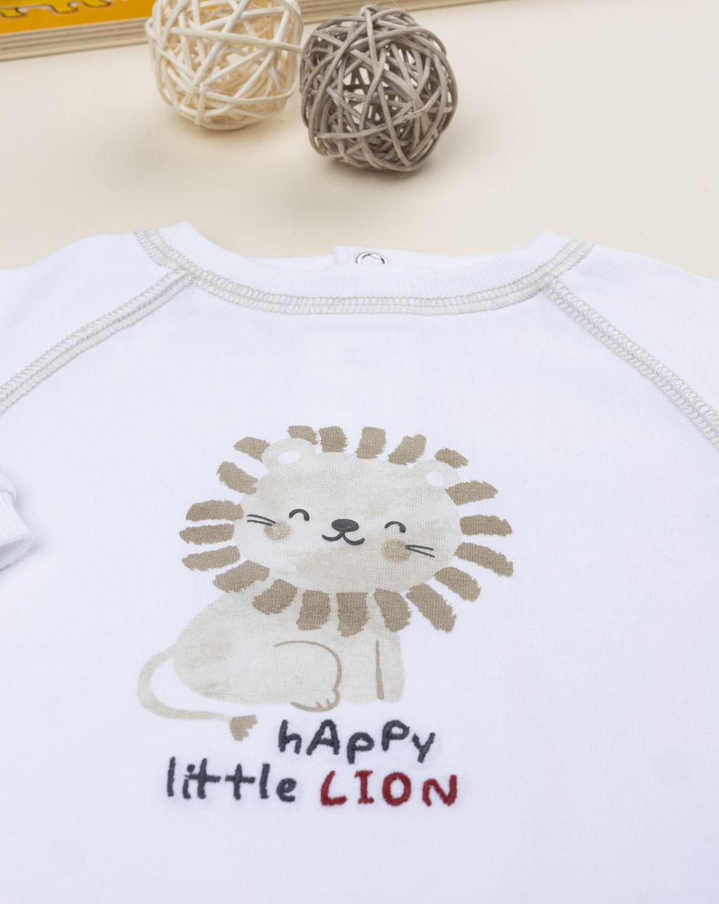 Body neonato maniche lunghe stampa leone