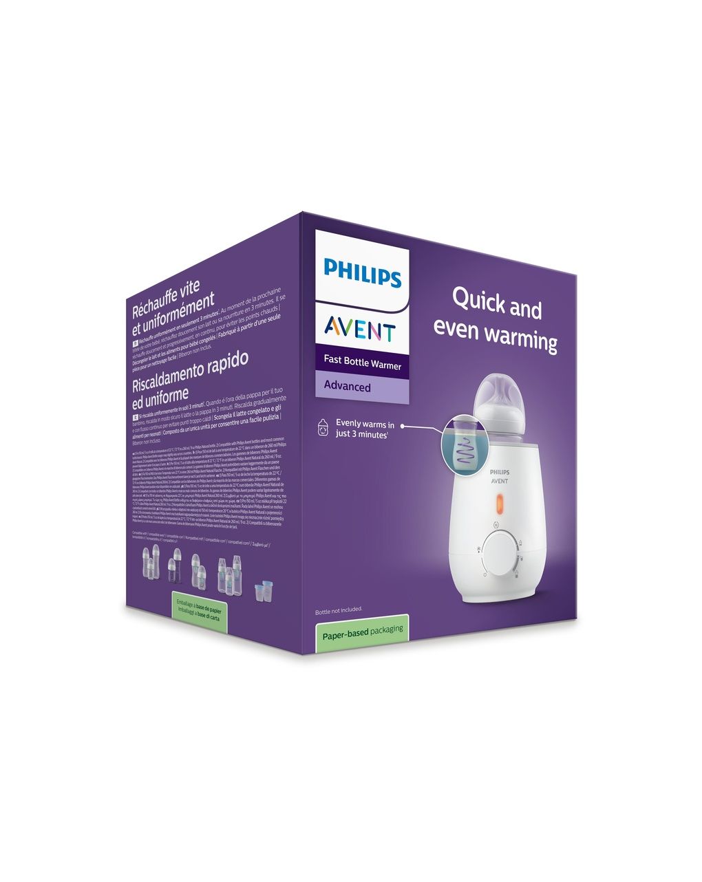 Scaldabiberon veloce advanced.  riscalda il biberon in modo rapido e uniforme. scongelamento sicuro e delicato.  modello scf355/09 - philips avent