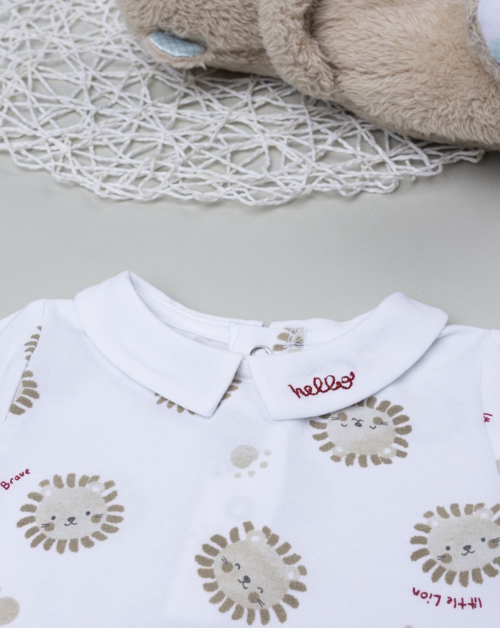 Body neonato bianco stampa leoni allover