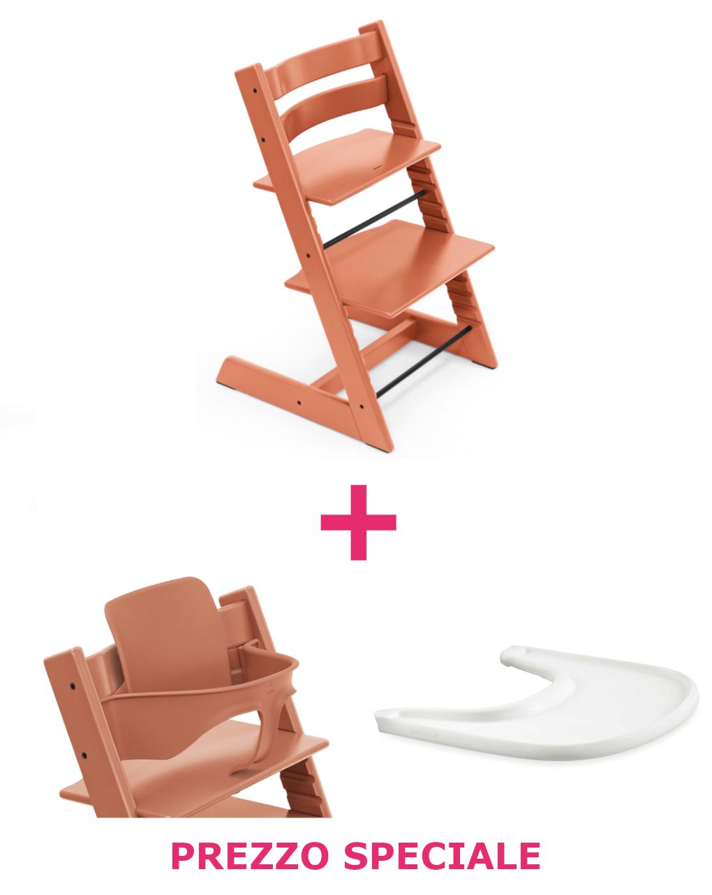 Tripp trapp® terracotta + babyset + vassoio – personalizzabile – stokke®