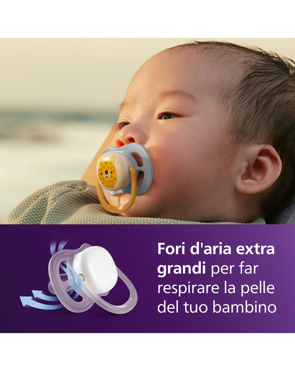 Succhietti ultra air collection 0-6m tigre e ananas, a base vegetale - set da 2 ciucci - philips avent