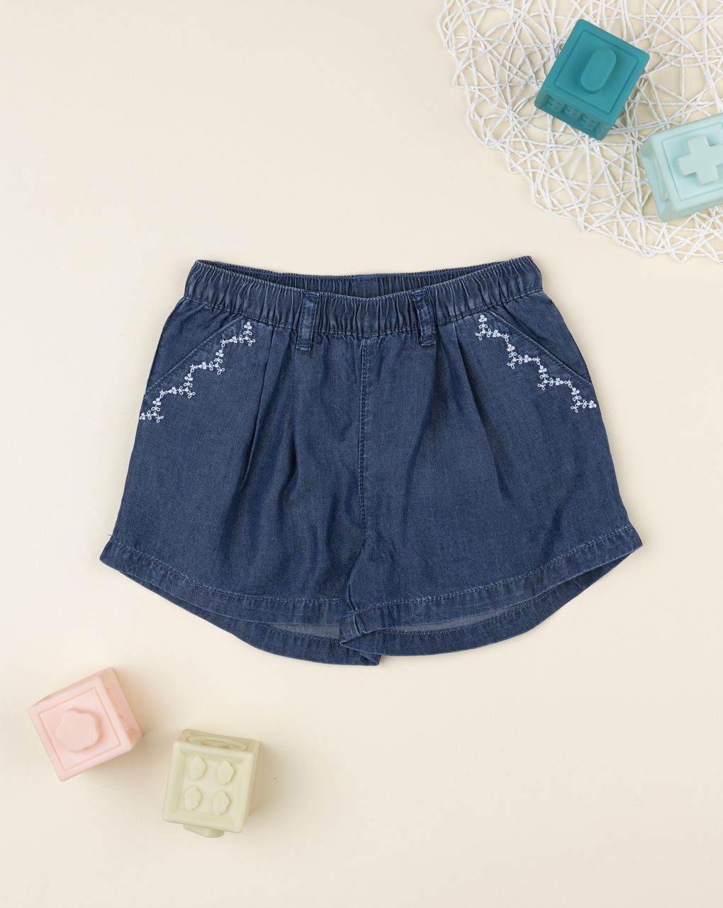 Shorts bimba blu greche