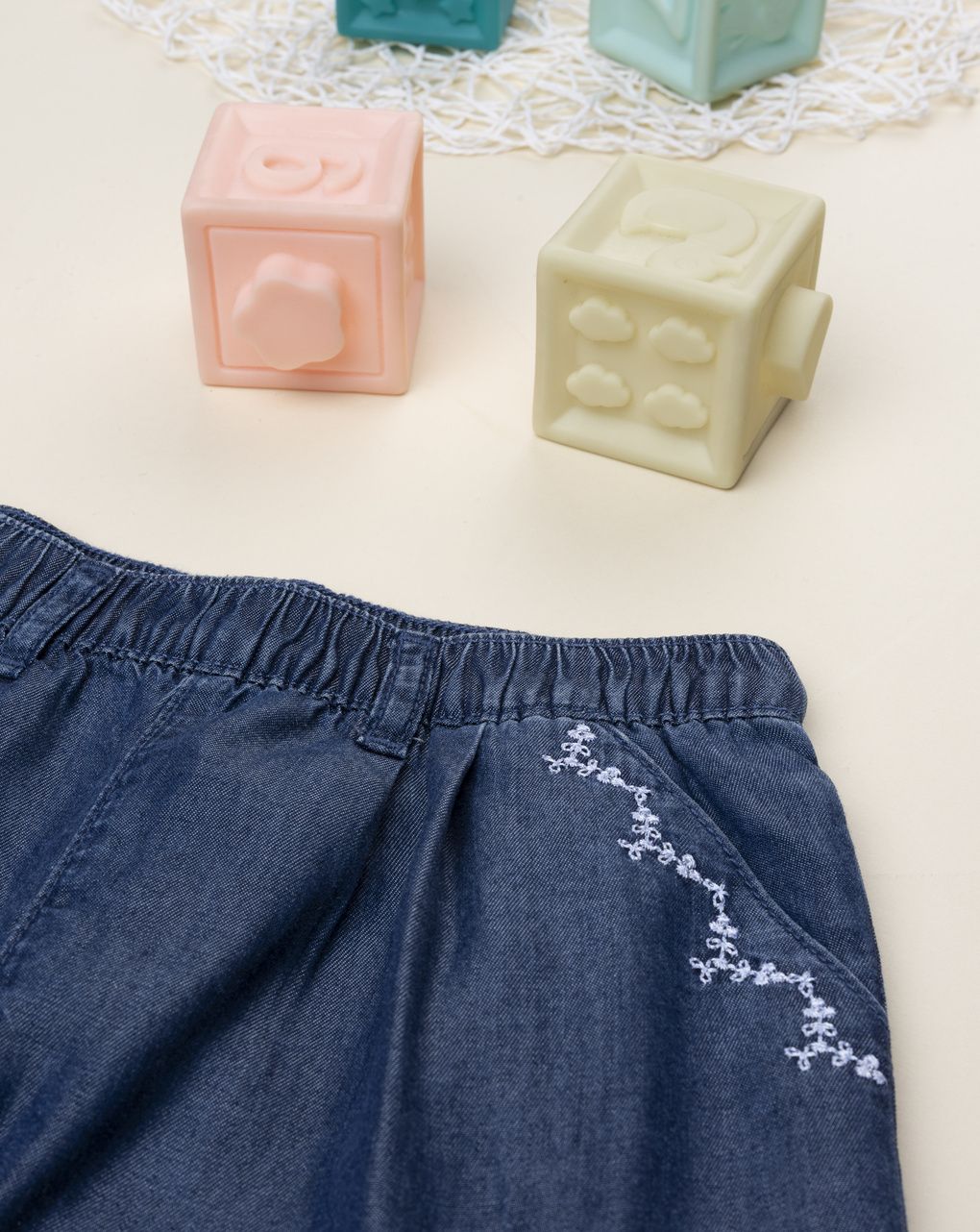 Shorts bimba blu greche