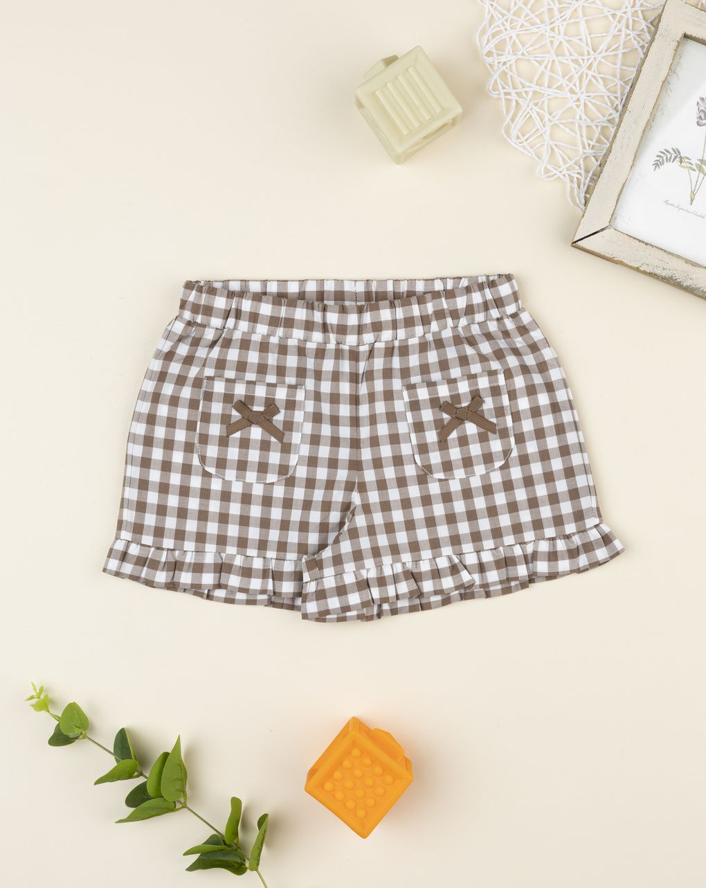 Shorts vichy bimba marrone