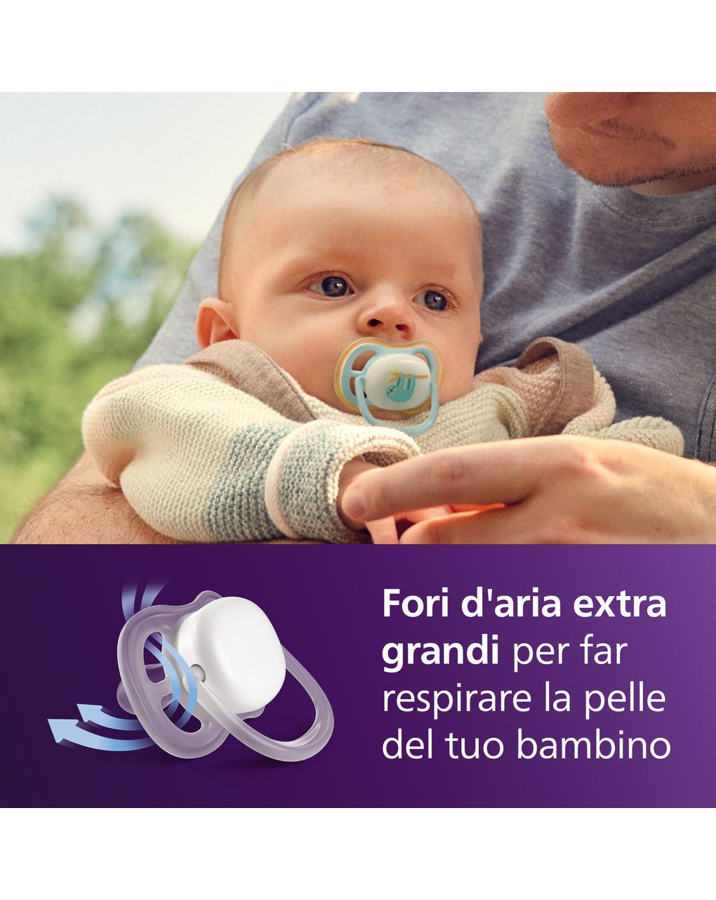 Succhietti ultra air night 0-6m bradipo e tigre, a base vegetale - set da 2 ciucci - philips avent