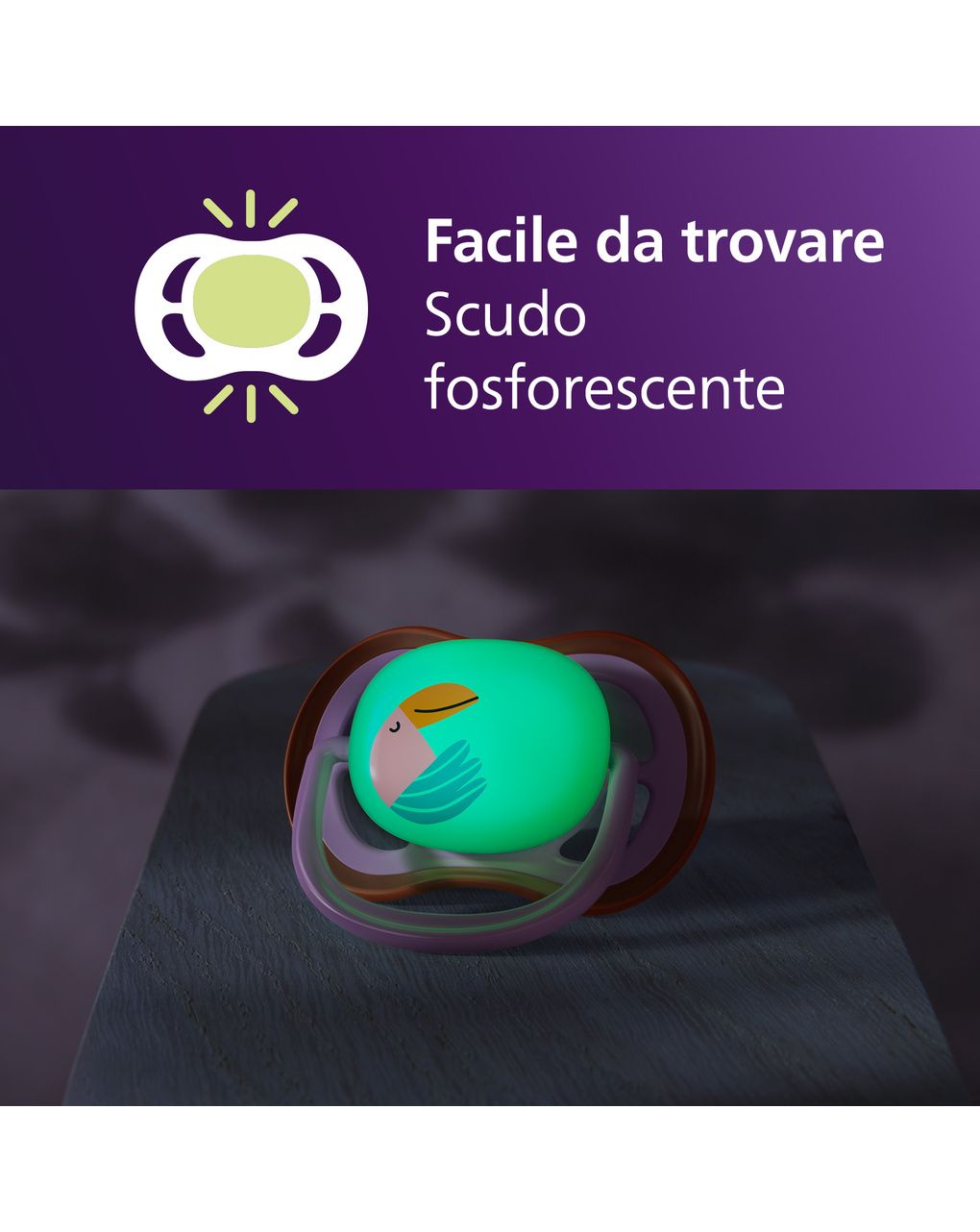 Succhietti ultra air night 18m+ tucano e ghepardo, a base vegetale - set da 2 ciucci - philips avent