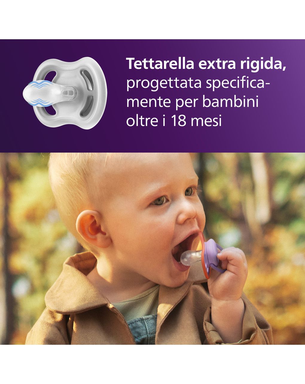 Succhietti ultra air 18m+ pastello viola e rosso, a base vegetale - set da 2 ciucci - philips avent