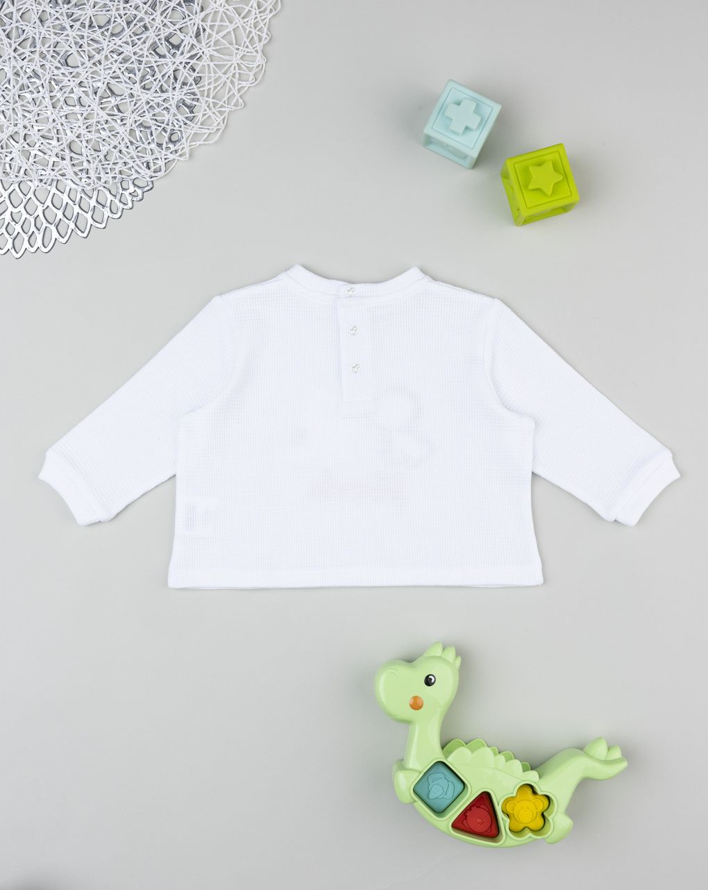 T-shirt bimbo bianca stampa dinosauri