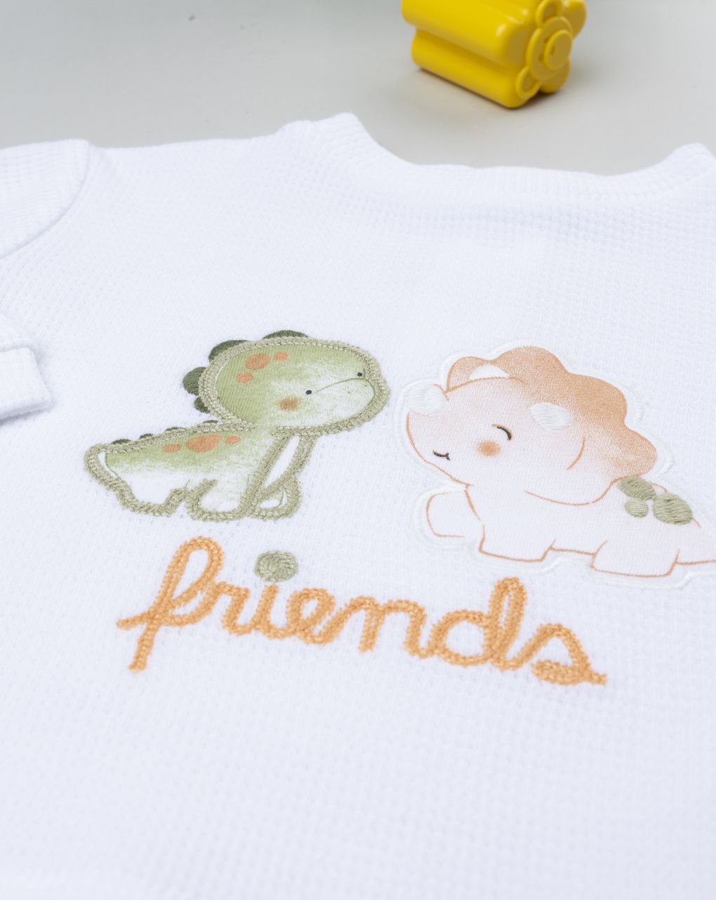 T-shirt bimbo bianca stampa dinosauri