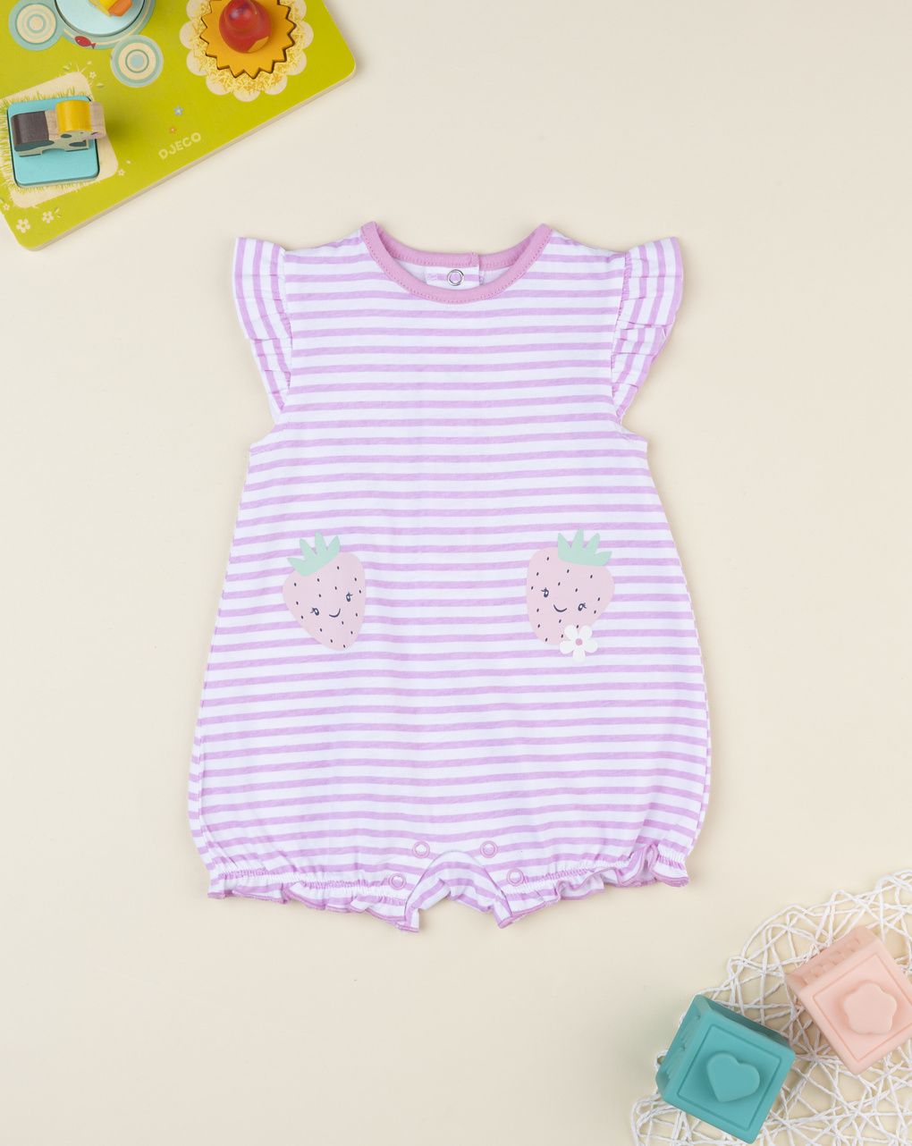 Pagliaccetto bimba rosa rigato fragolina