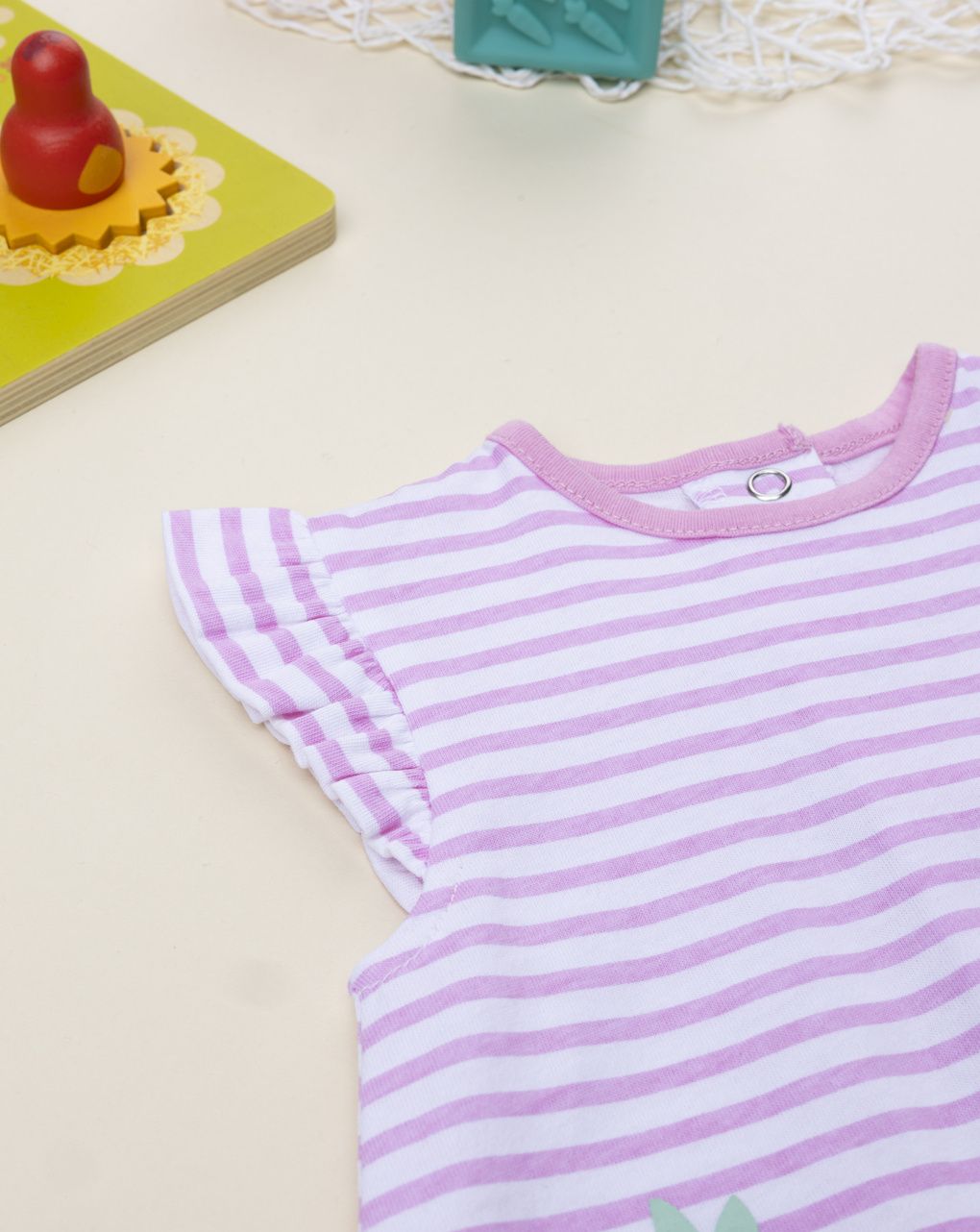 Pagliaccetto bimba rosa rigato fragolina