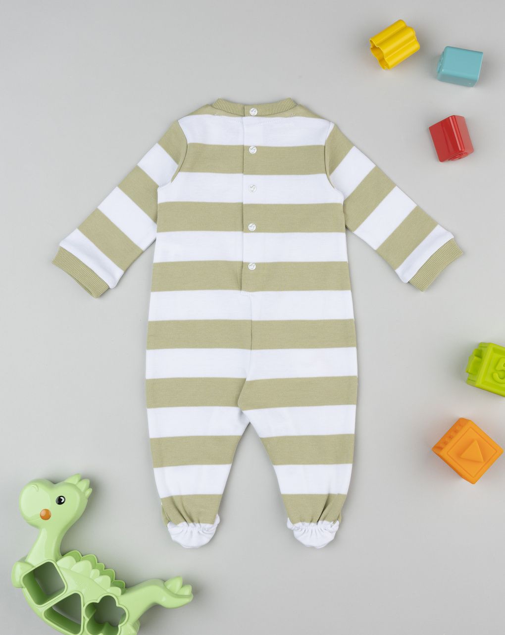 Tutina bimbo rigata bianco/verde