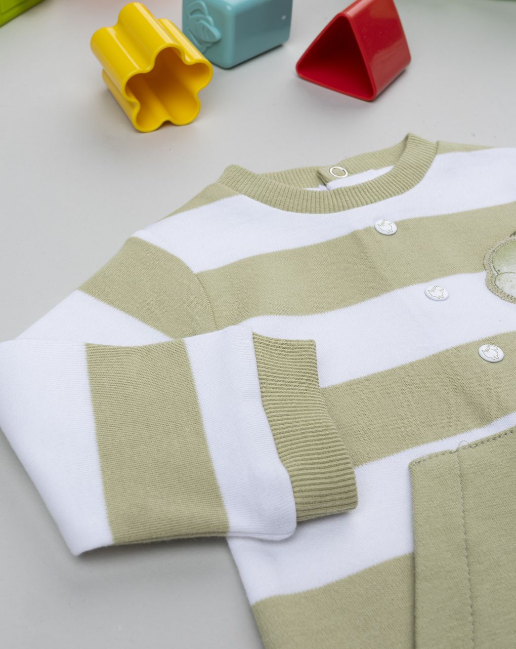 Tutina bimbo rigata bianco/verde