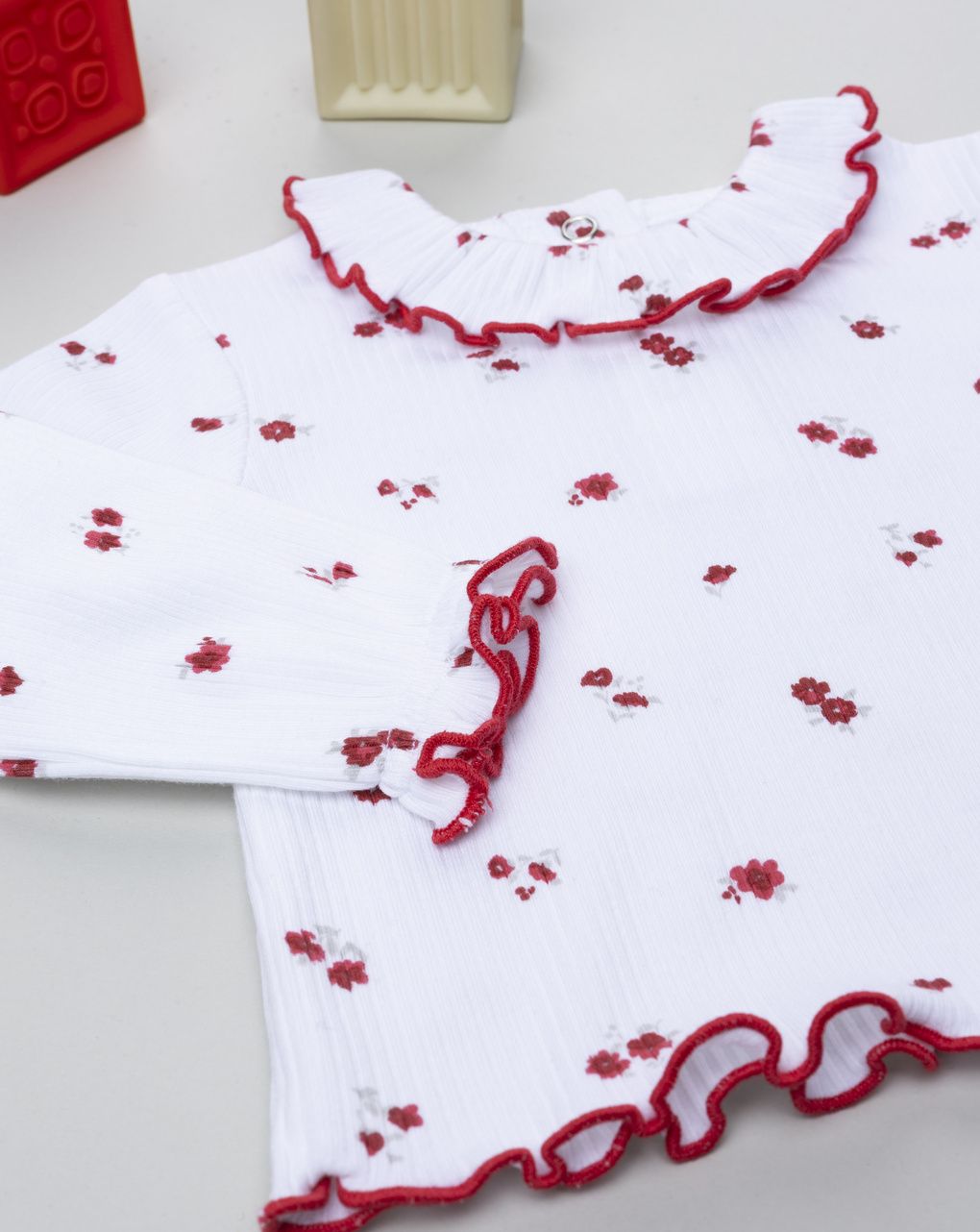 T-shirt neonata costine fiorellini