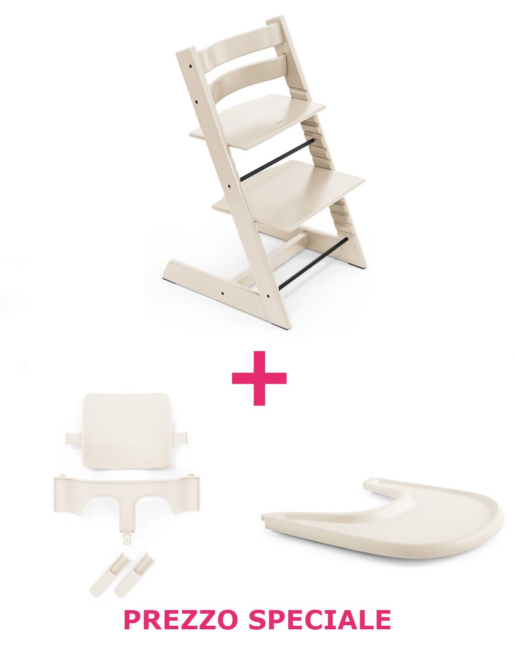 Tripp trapp® vanilla white + babyset + vassoio – personalizzabile – stokke®