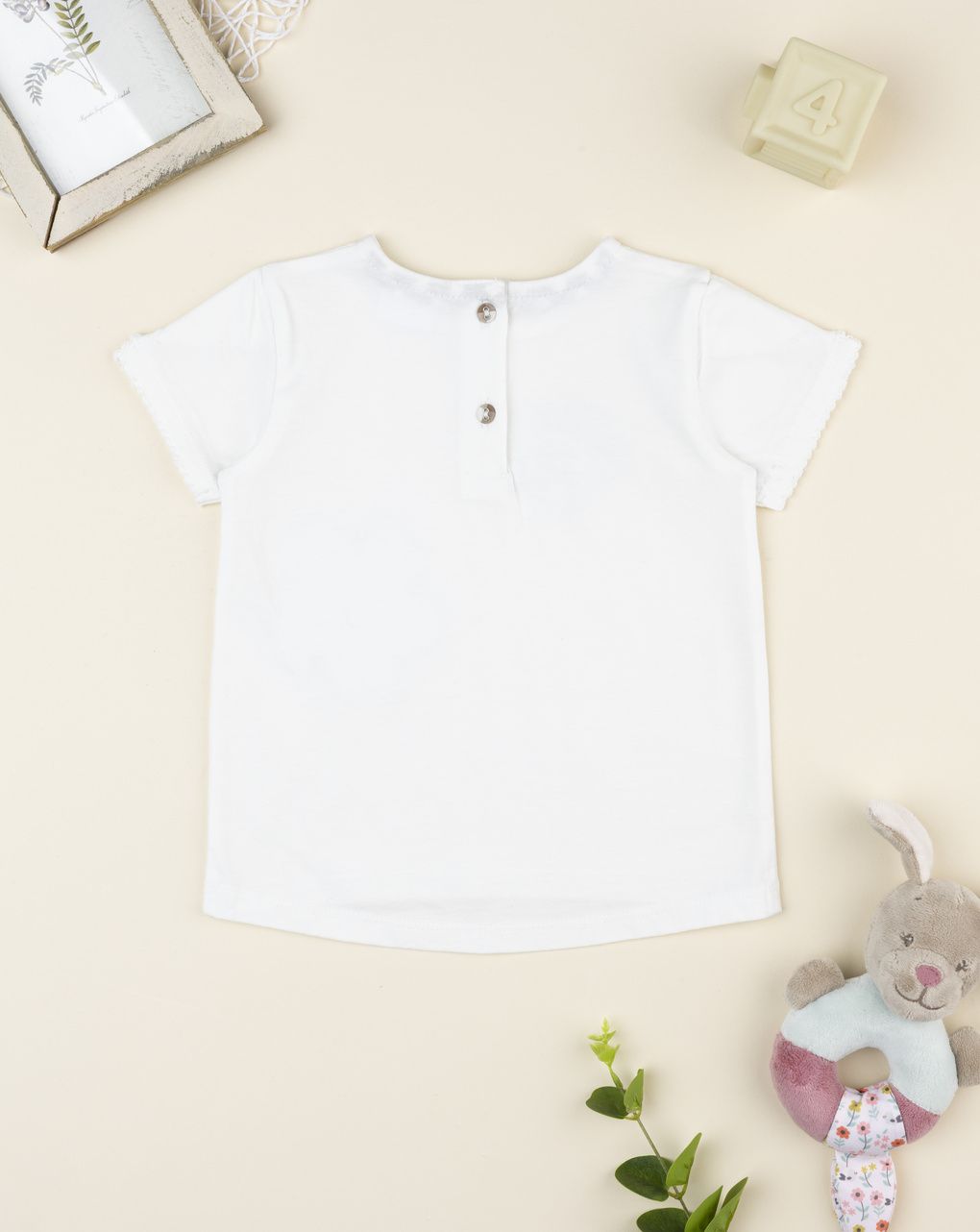 T-shirt bimba panna dettagli vichy