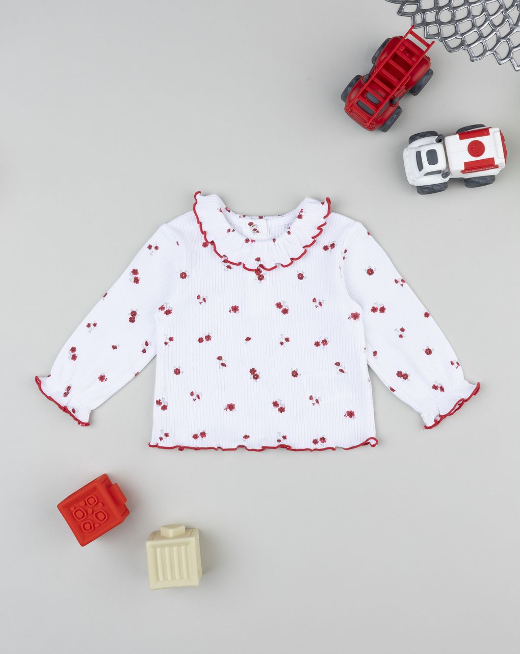 T-shirt neonata costine fiorellini