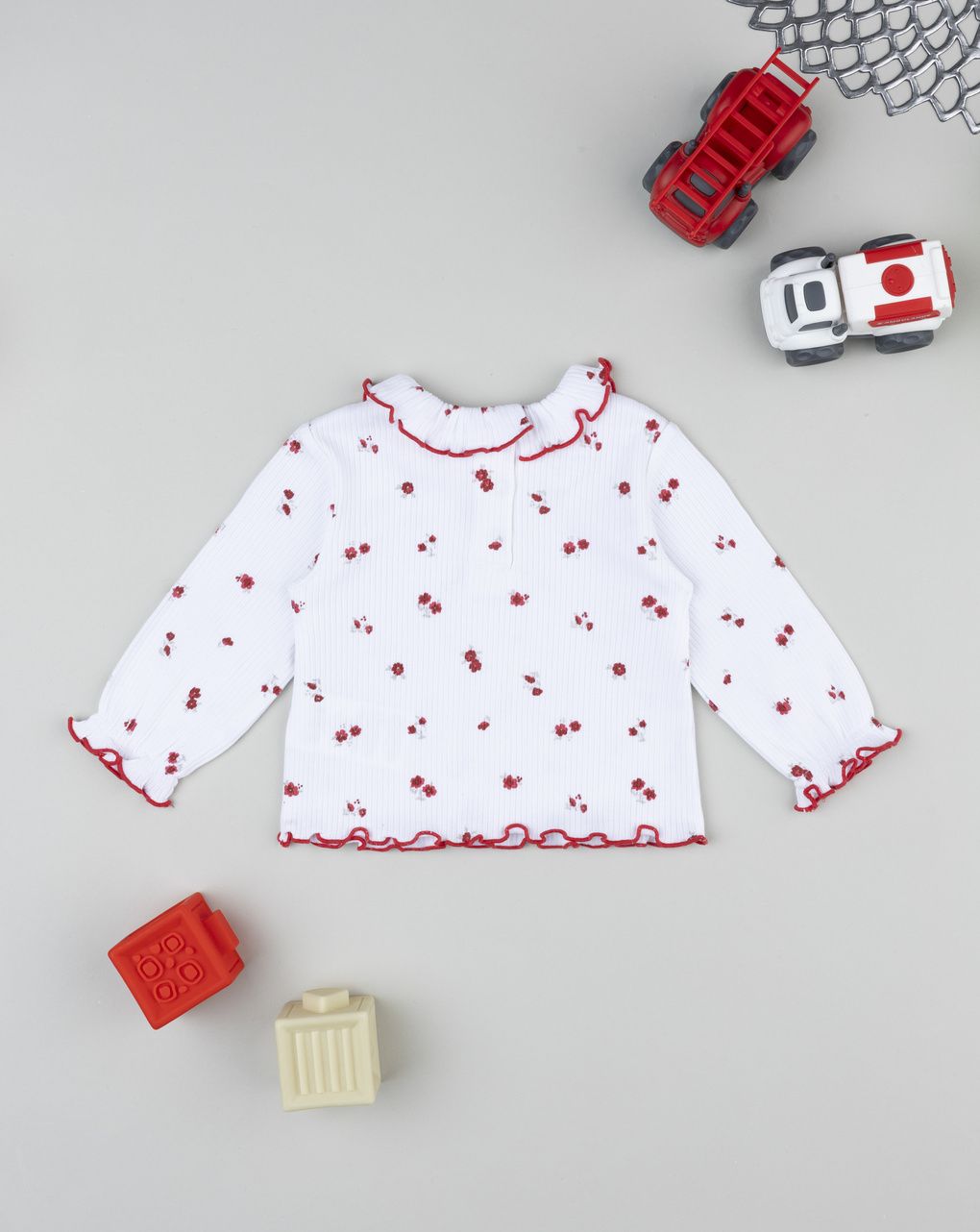 T-shirt neonata costine fiorellini