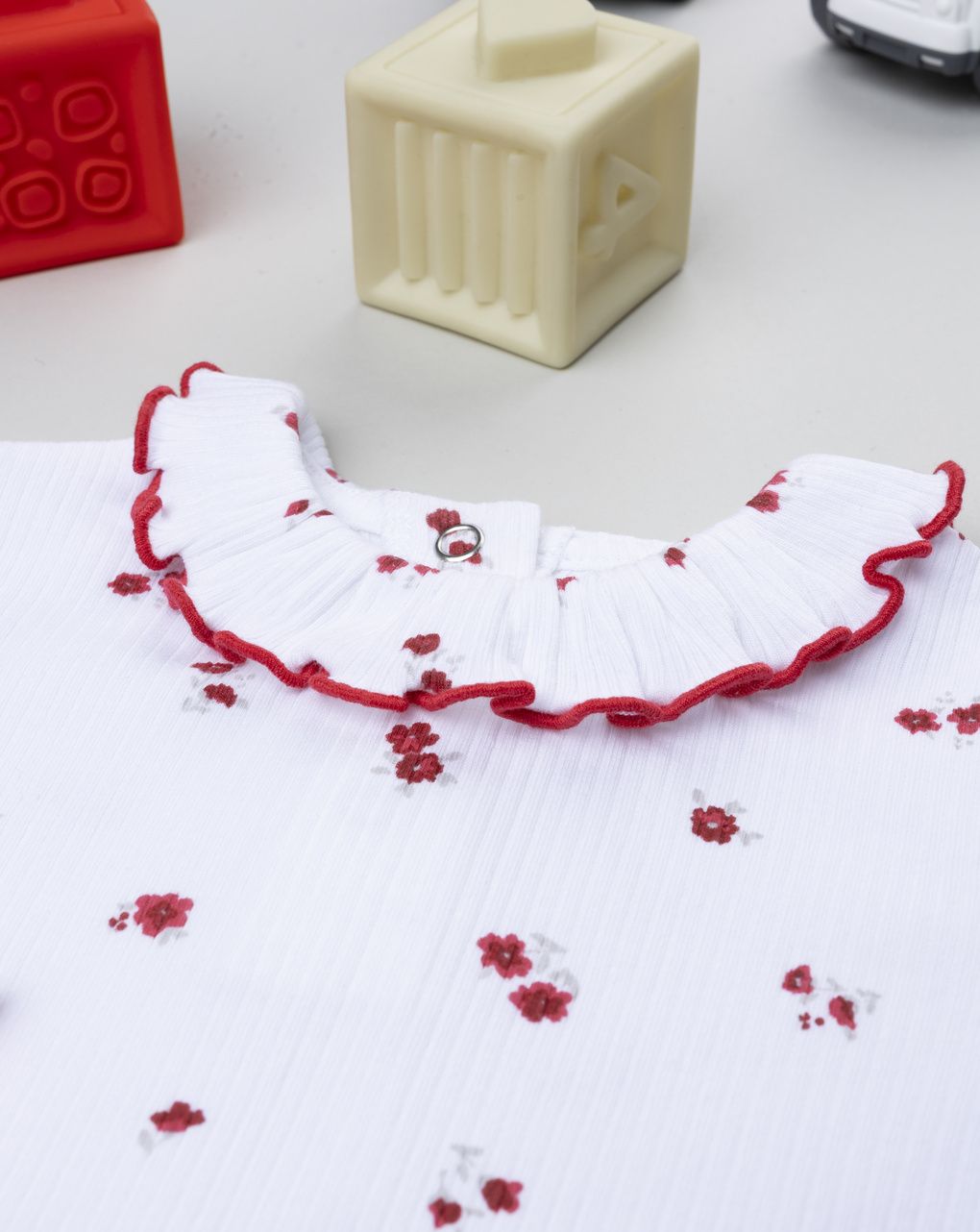 T-shirt neonata costine fiorellini