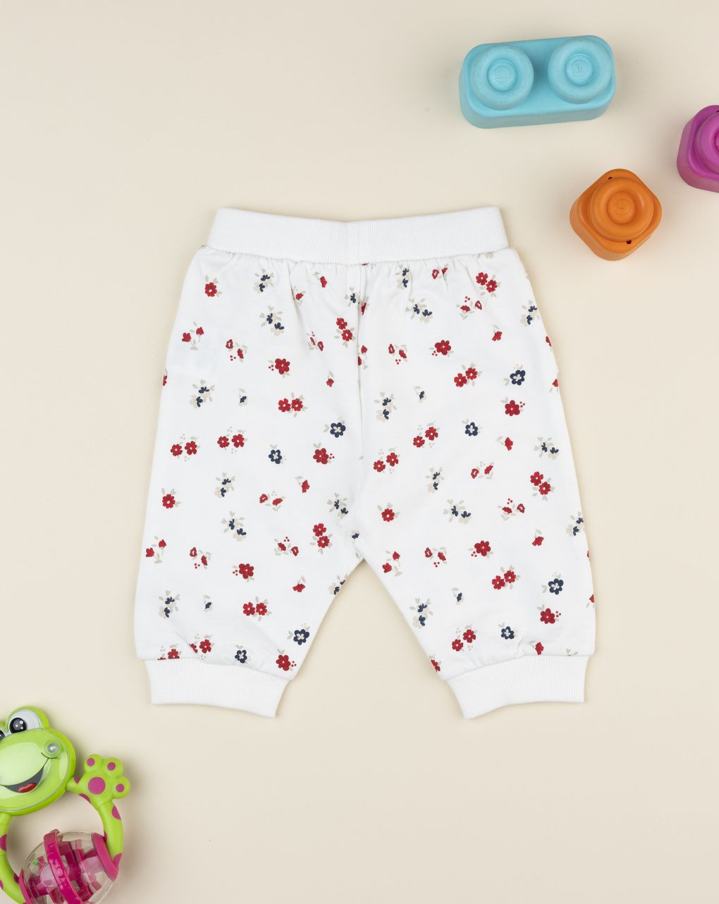 Pantalone bimba bianco stampa fiori