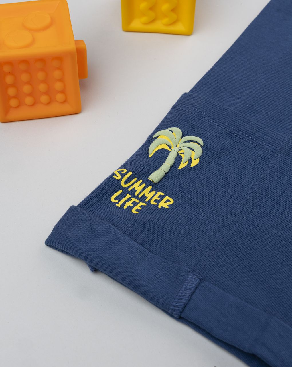 Shorts blu bambino stampa palma