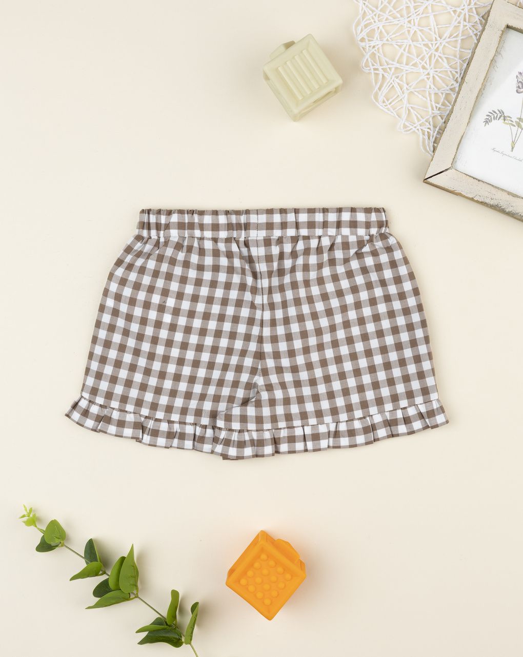 Shorts vichy bimba marrone