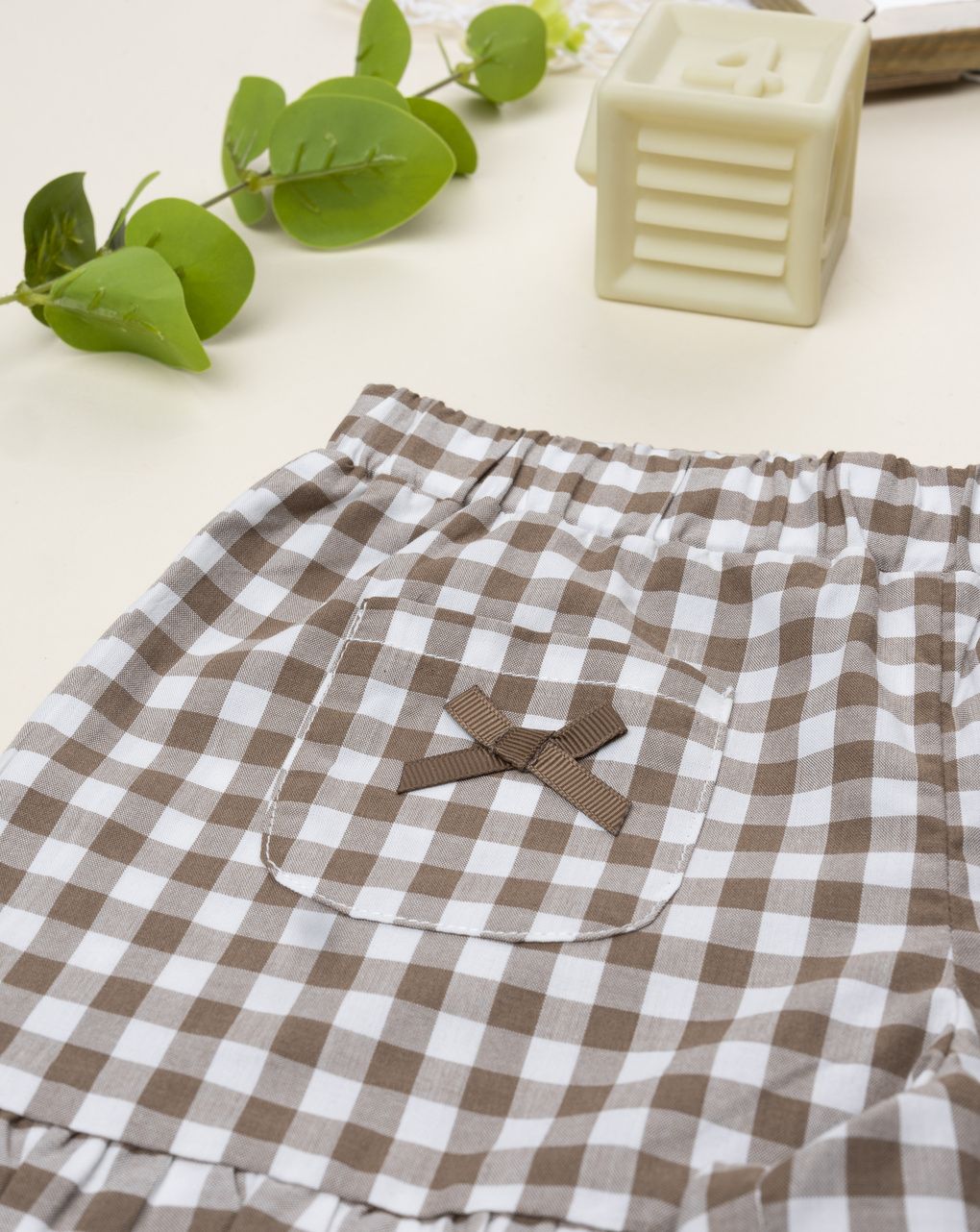 Shorts vichy bimba marrone