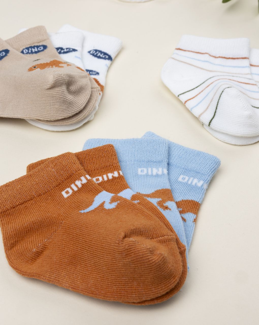 Pack 5 calze bimbo vari colori dinosauri