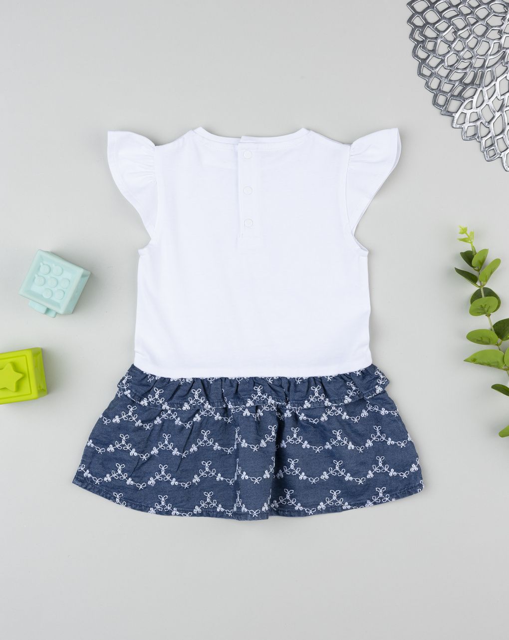 Abito bimba blu e bianco stampa bimba