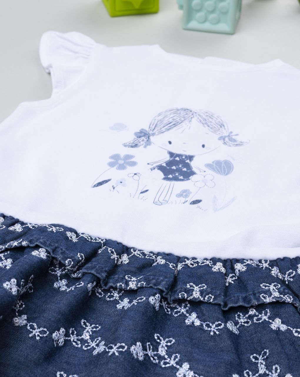 Abito bimba blu e bianco stampa bimba