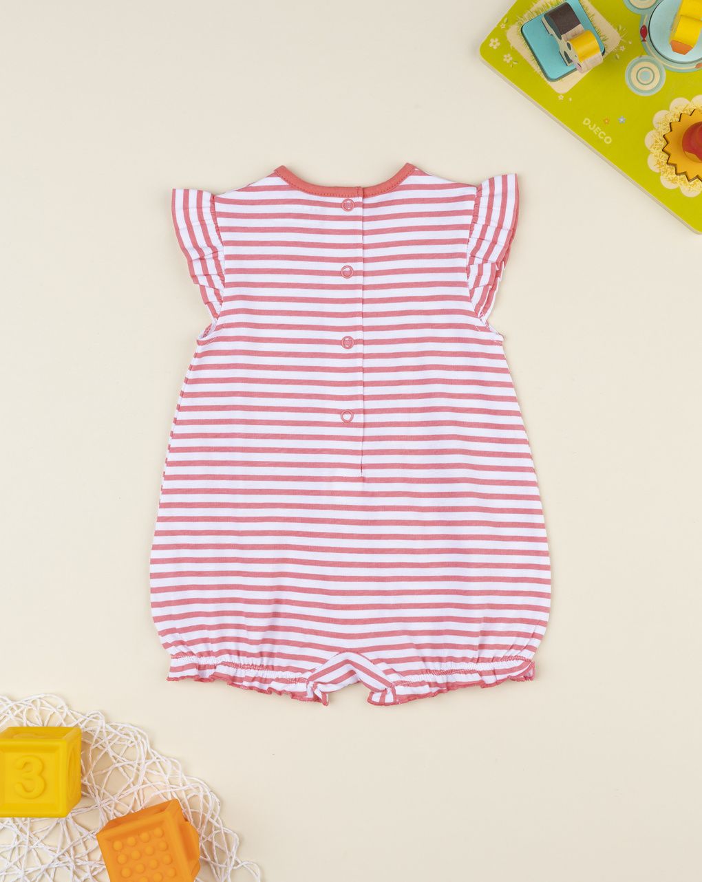 Pagliaccetto bimba rosa rigato ciliegia