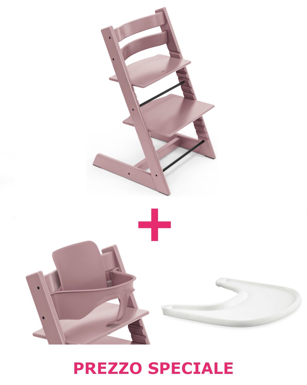 Tripp trapp® heather mauve + babyset + vassoio – personalizzabile – stokke®