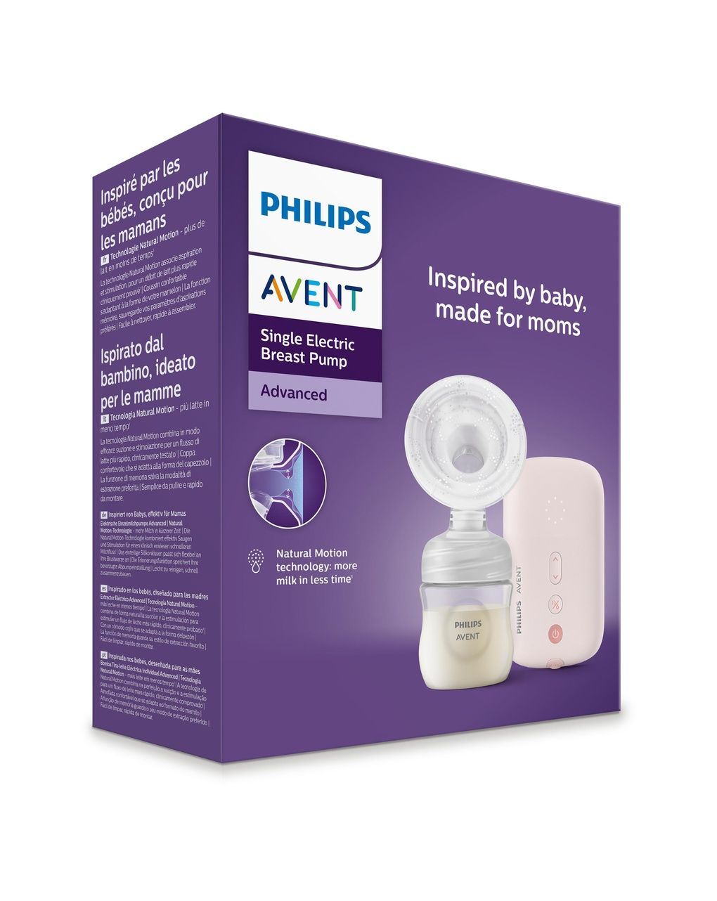 Tiralatte elettrico singolo natural motion.  stimola il flusso del latte in modo rapido, facile e confortevole.  modello scf395/01 - philips avent