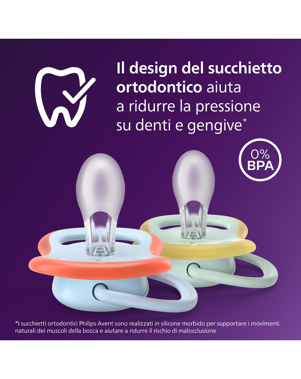Succhietti ultra air 0-6m foglia e leopardo, a base vegetale - set da 2 ciucci - philips avent