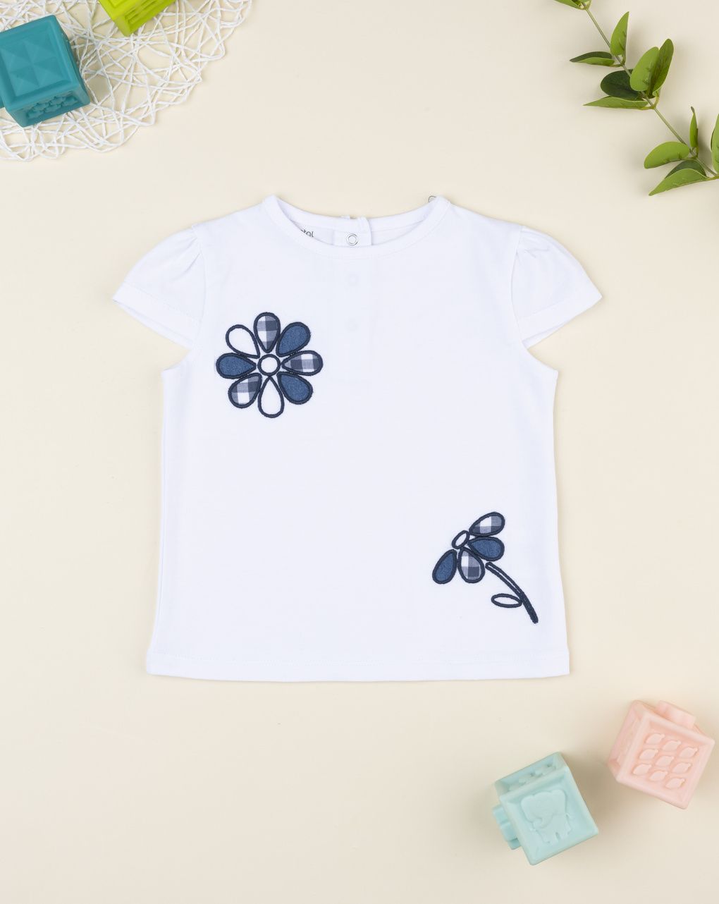 T-shirt bimba bianca denim