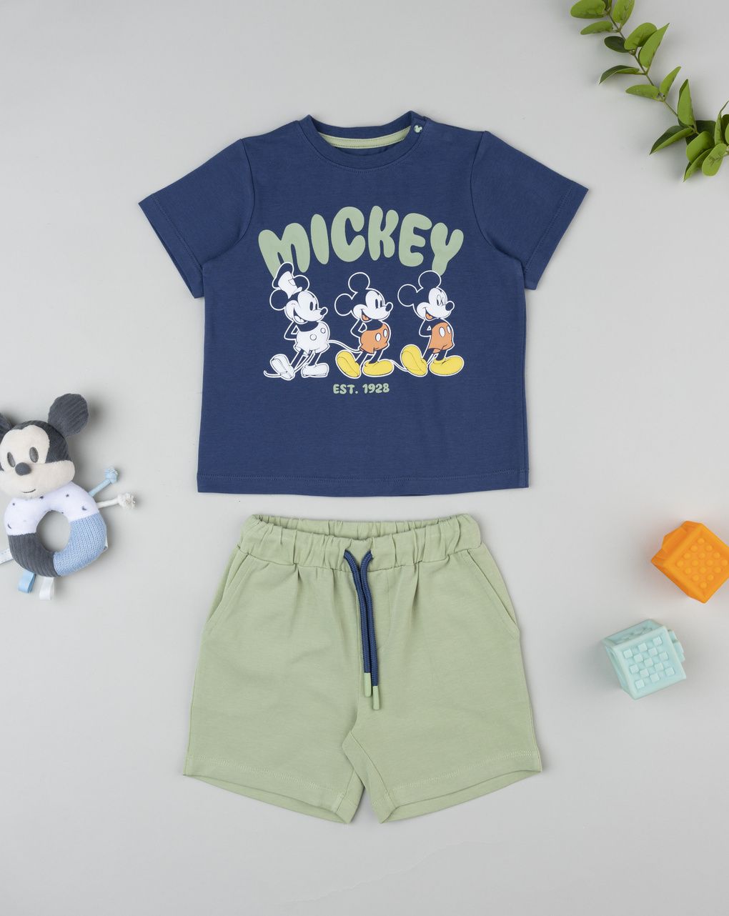 Completo bimbo mickey mouse verde/blu