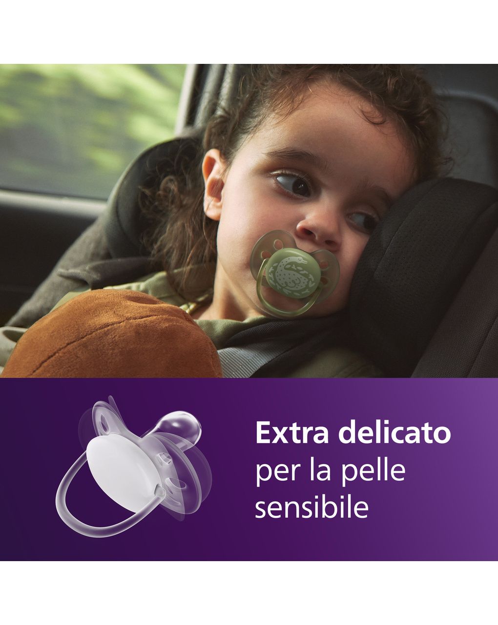 Succhietti ultra soft 18m+ pastello verde e marrone con decorazioni, a base vegetale - set da 2 ciucci - philips avent