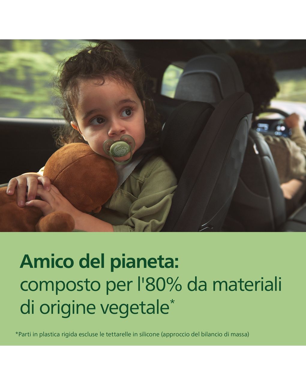Succhietti ultra soft 18m+ pastello verde e marrone con decorazioni, a base vegetale - set da 2 ciucci - philips avent