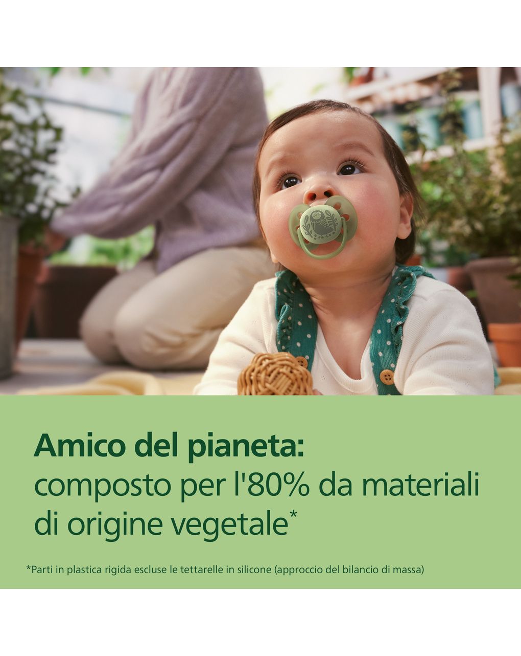 Succhietti ultra soft 6-18m pastello giallo e verde con decorazioni, a base vegetale - set da 2 ciucci - philips avent