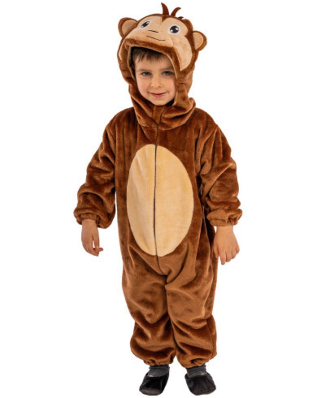 Tutina scimmietta in pile con cappuccio in busta con gancio