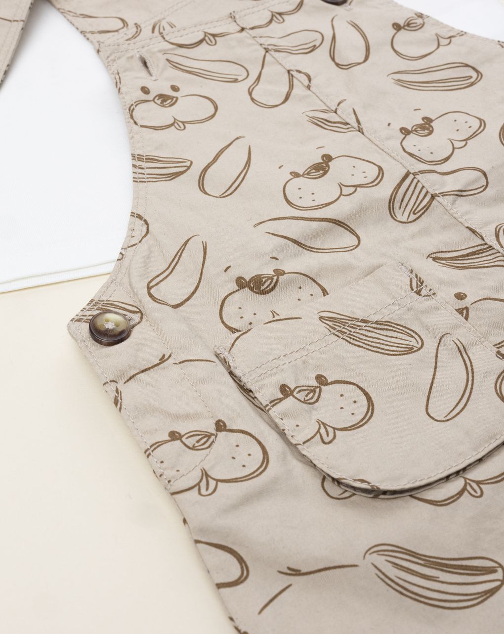 Completo salopette bimbo beige