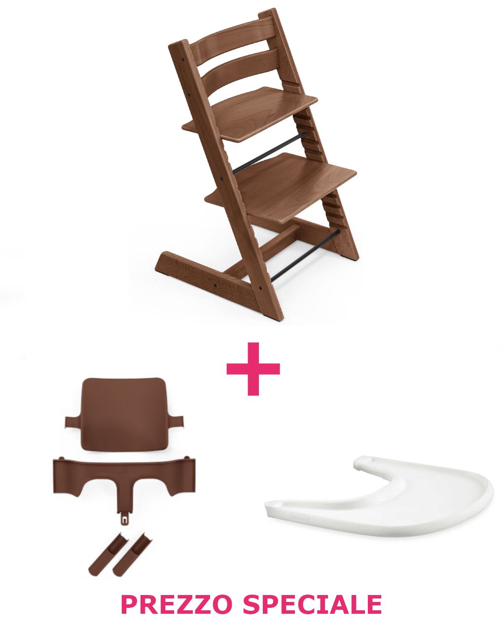 Tripp trapp® warm brown + babyset + vassoio – personalizzabile – stokke®