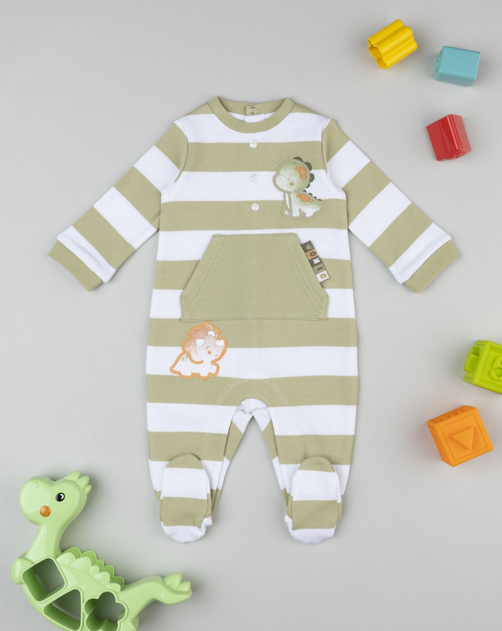 Tutina bimbo rigata bianco/verde